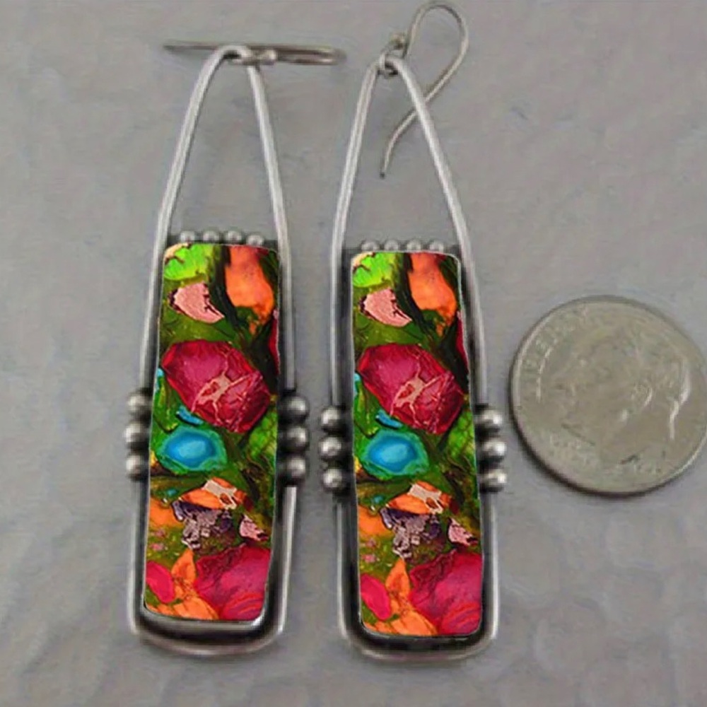 "Festive Gifting" 2pcs Vintage Bohemian Turquoise-Inspired Earrings - Picture 2 of 4